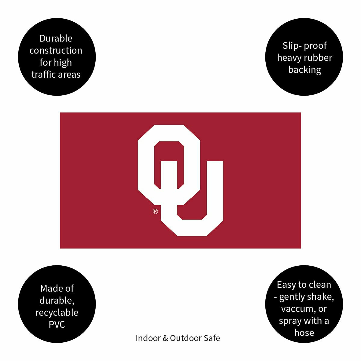 Full Color PVC Mat, 16" x 28", University of Oklahoma - Collegiate
