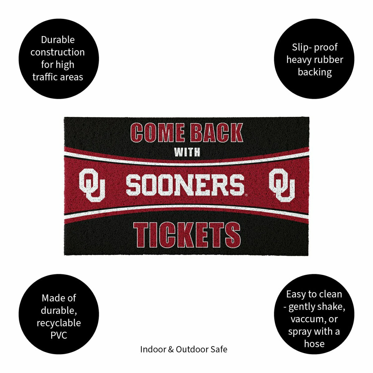 28" x 16" PVC Trapper Mat, Come Back with Tickets, University of Oklah - Collegiate