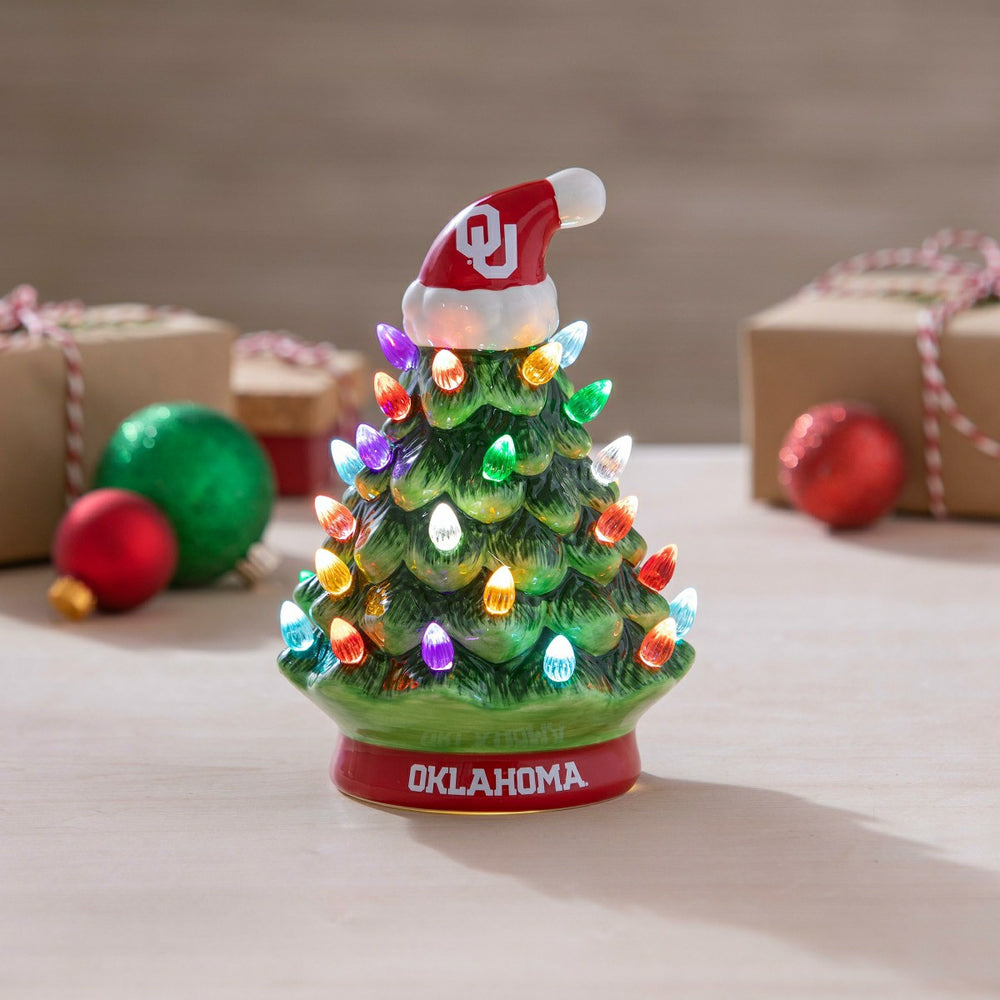 8" LED Ceramic Christmas Tree, University of Oklahoma - Collegiate Home