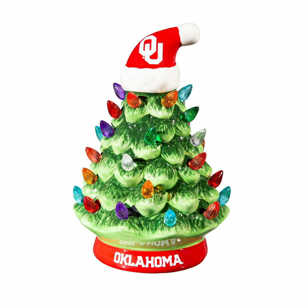 8" LED Ceramic Christmas Tree, University of Oklahoma - Collegiate Home