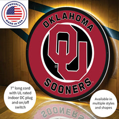 LED Wall Decor, Round, University of Oklahoma - Collegiate Home