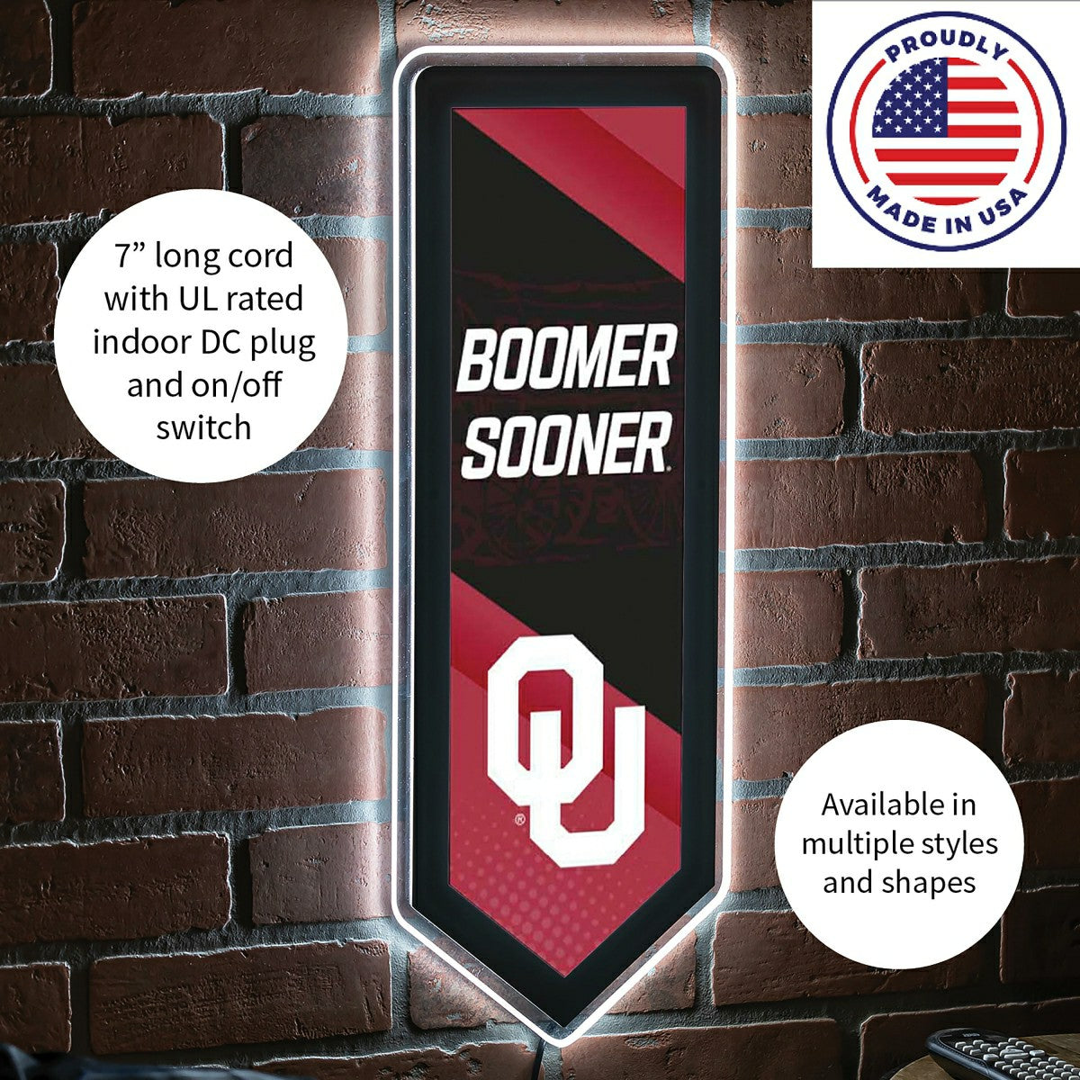 LED Wall Decor, Pennant, University of Oklahoma - Collegiate Home