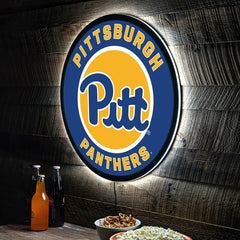 LED Wall Decor, Round, University of Pittsburgh - Collegiate Home