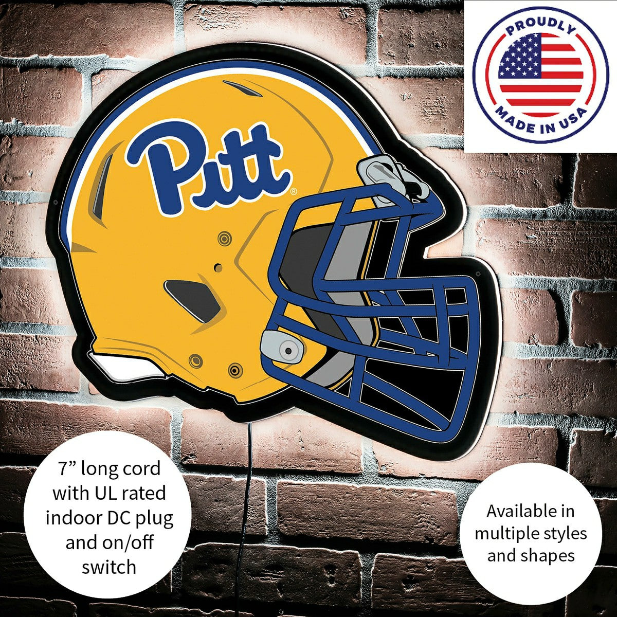 LED Wall Decor, Helmet, University of Pittsburgh - Collegiate Home
