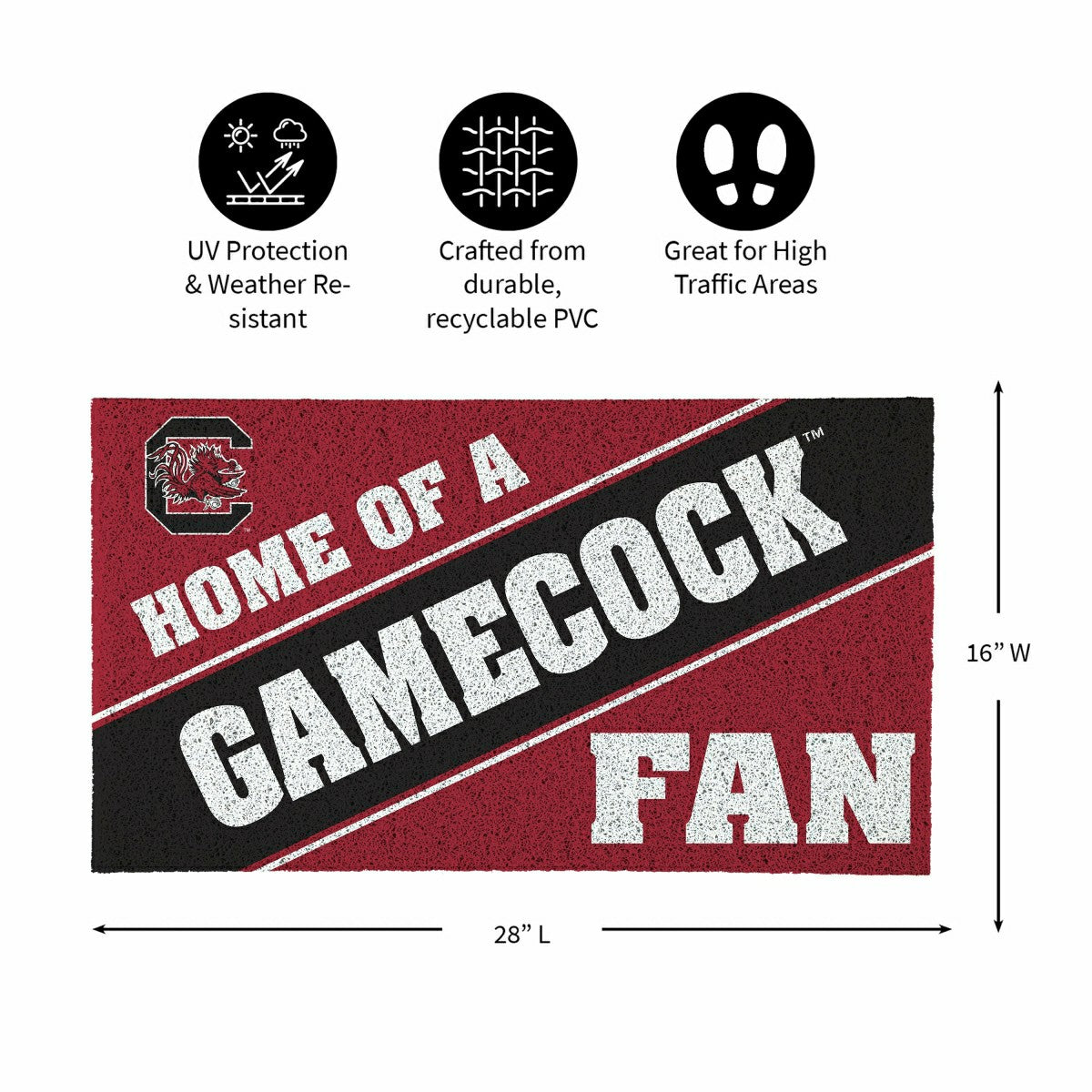 University of South Carolina, PVC Mat COLOR, Home of a Fan - Collegiate