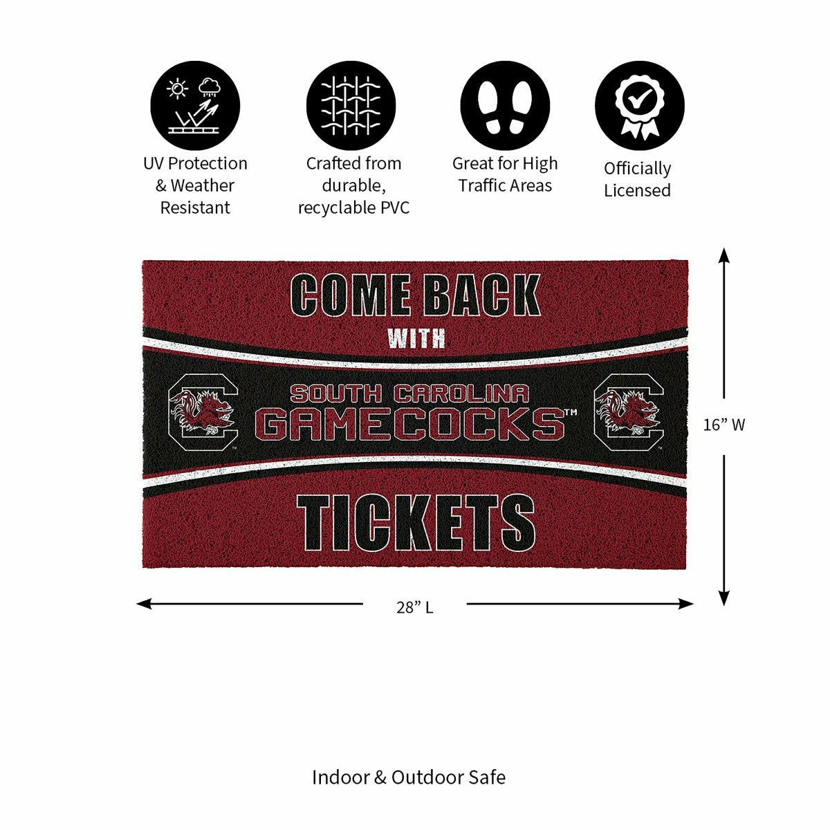 28" x 16" PVC Trapper Mat, Come Back with Tickets, University of South - Collegiate