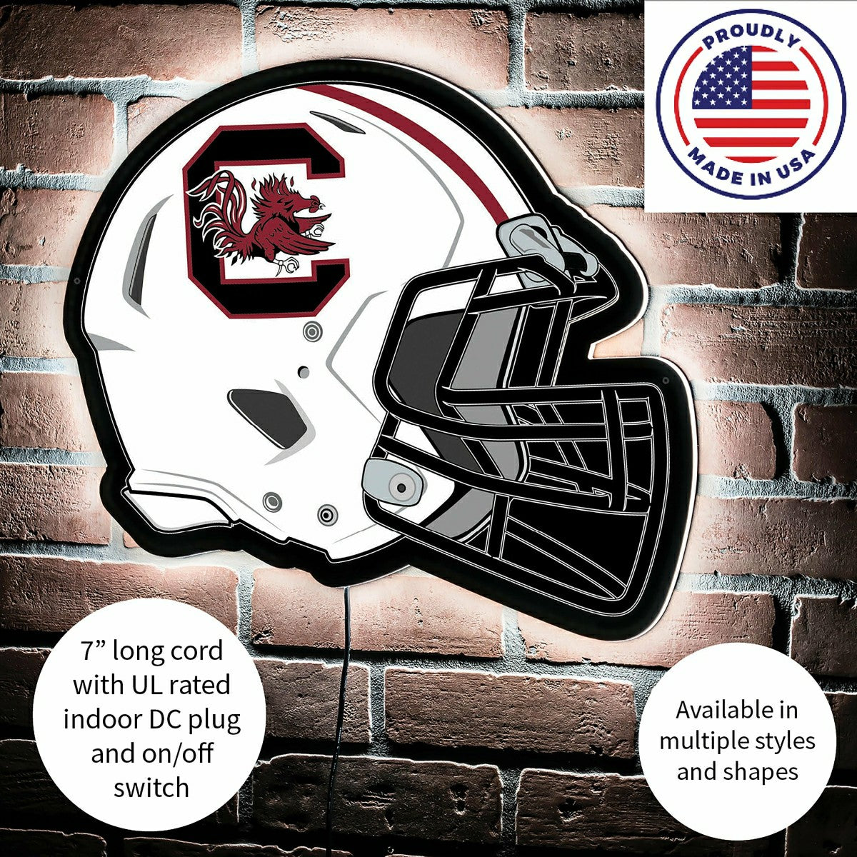 LED Wall Decor, Helmet, University of South Carolina - Collegiate Home