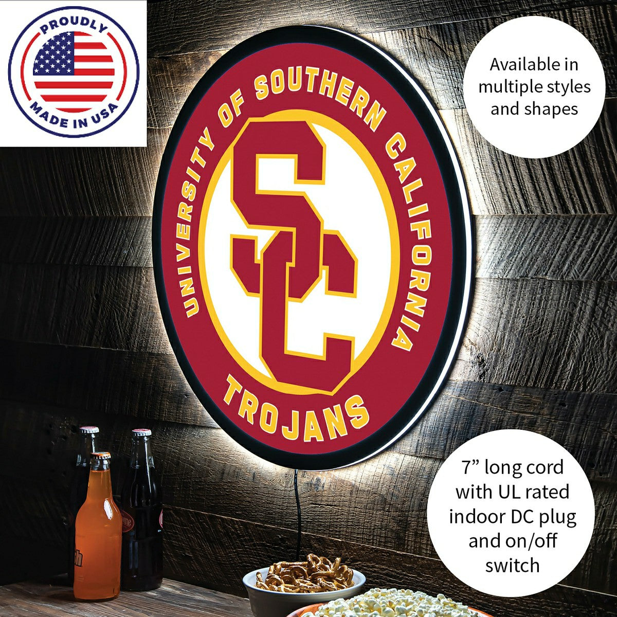 LED Wall Decor, Round, University of Southern California - Collegiate Home