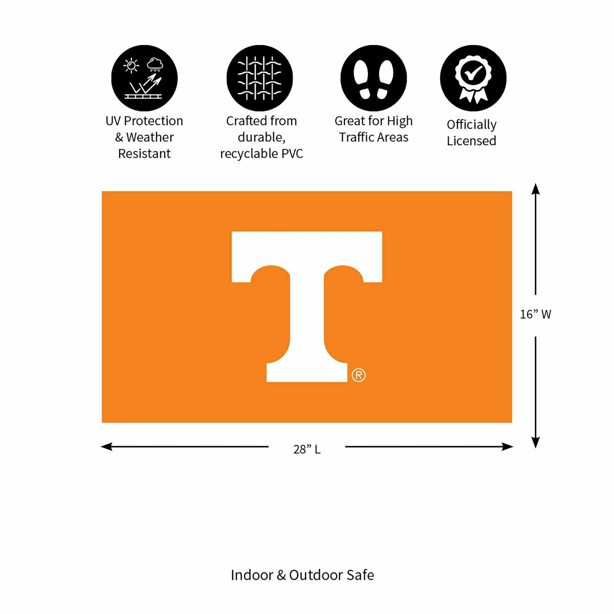 Full Color PVC Mat, 16" x 28", University of Tennessee - Collegiate