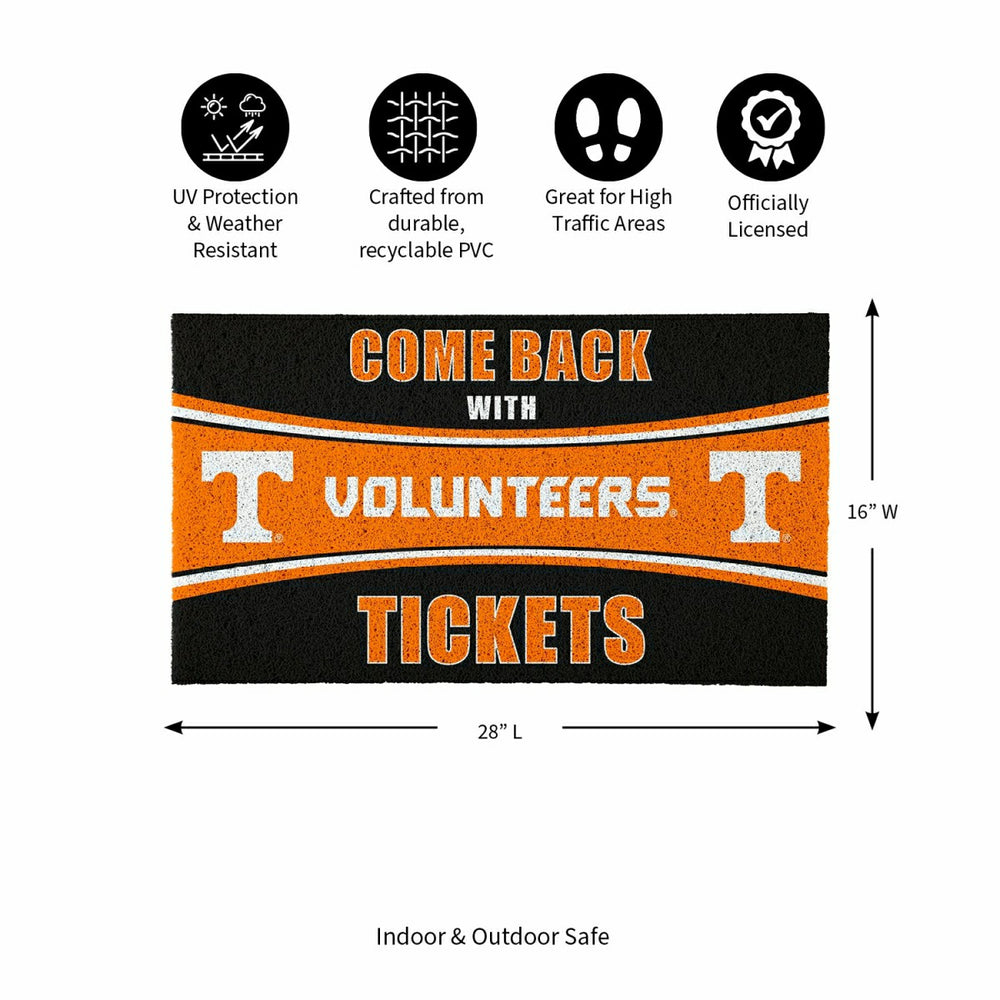 28" x 16" PVC Trapper Mat, Come Back with Tickets, University of Tenne - Collegiate