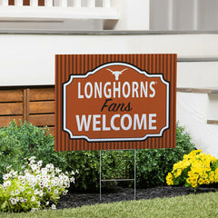 University of Texas Coroplast Yard Sign, "Fans Welcome" - Collegiate Home