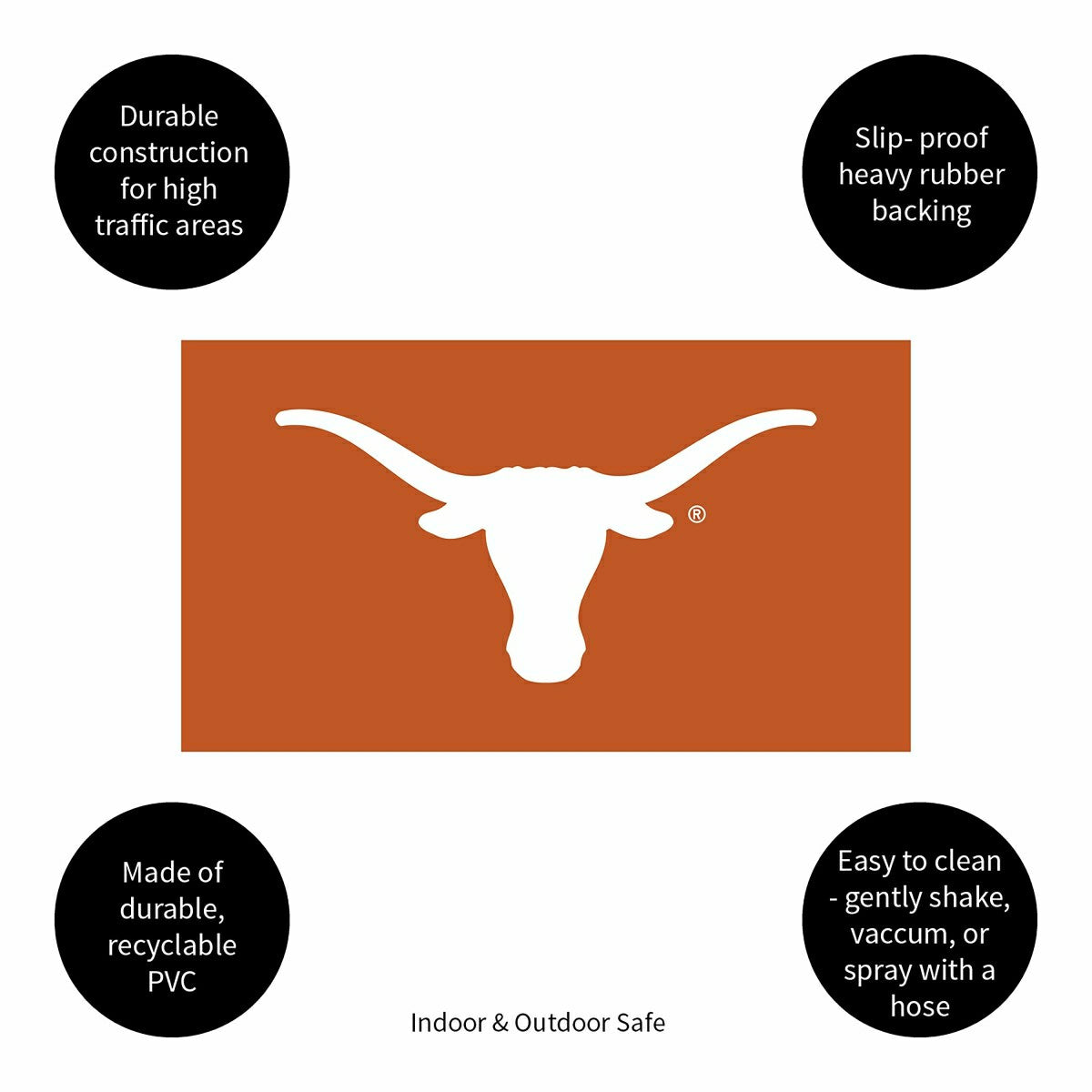 Full Color PVC Mat, 16" x 28", University of Texas - Collegiate