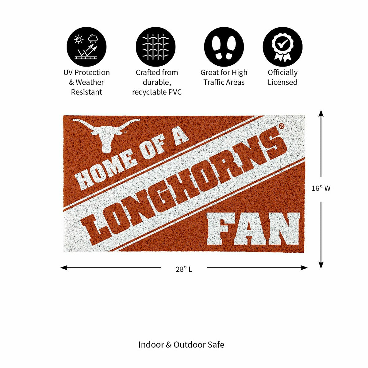 University of Texas, PVC Mat COLOR, Home of a Fan - Collegiate