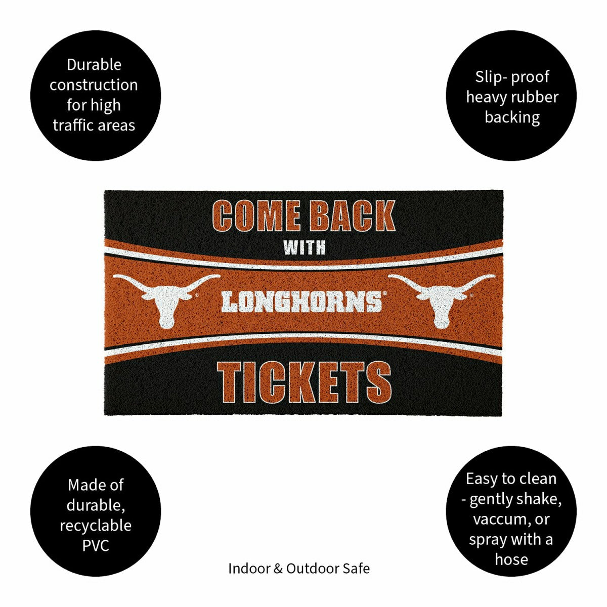 28" x 16" PVC Trapper Mat, Come Back with Tickets, University of Texas - Collegiate