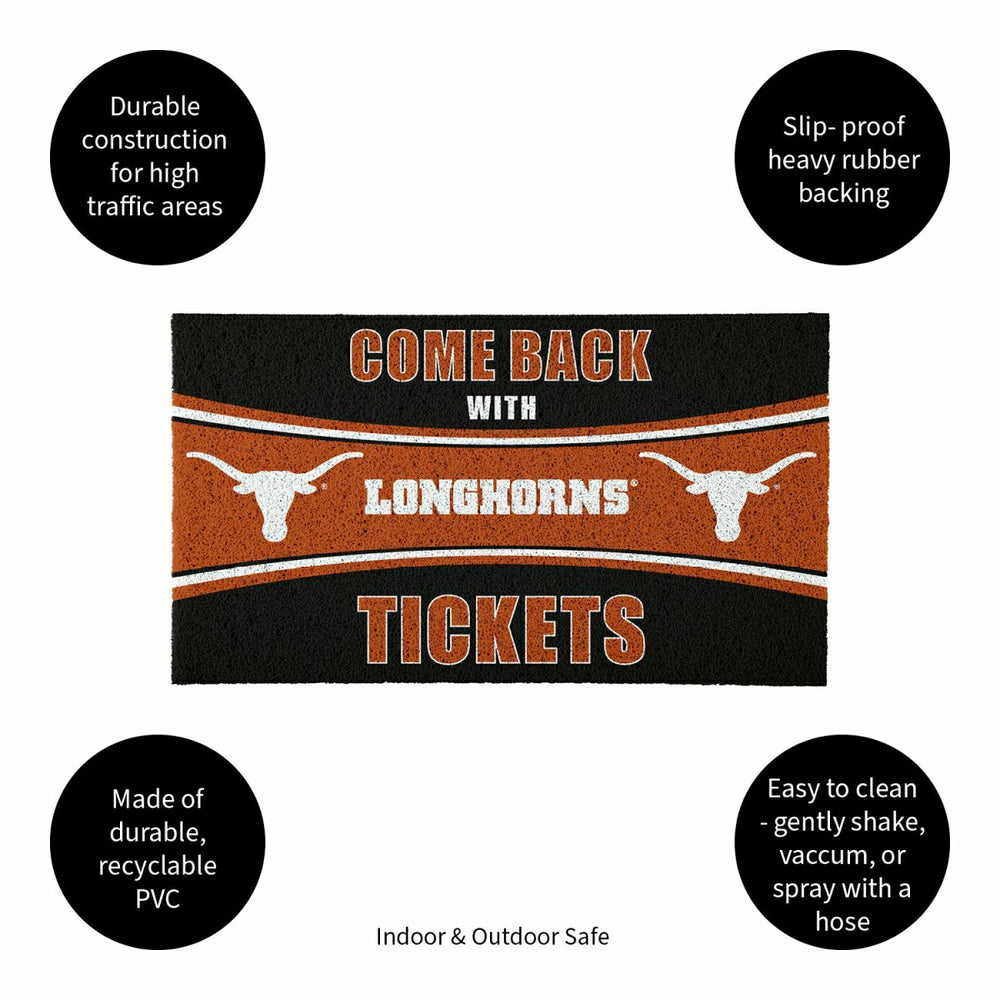28" x 16" PVC Trapper Mat, Come Back with Tickets, University of Texas - Collegiate