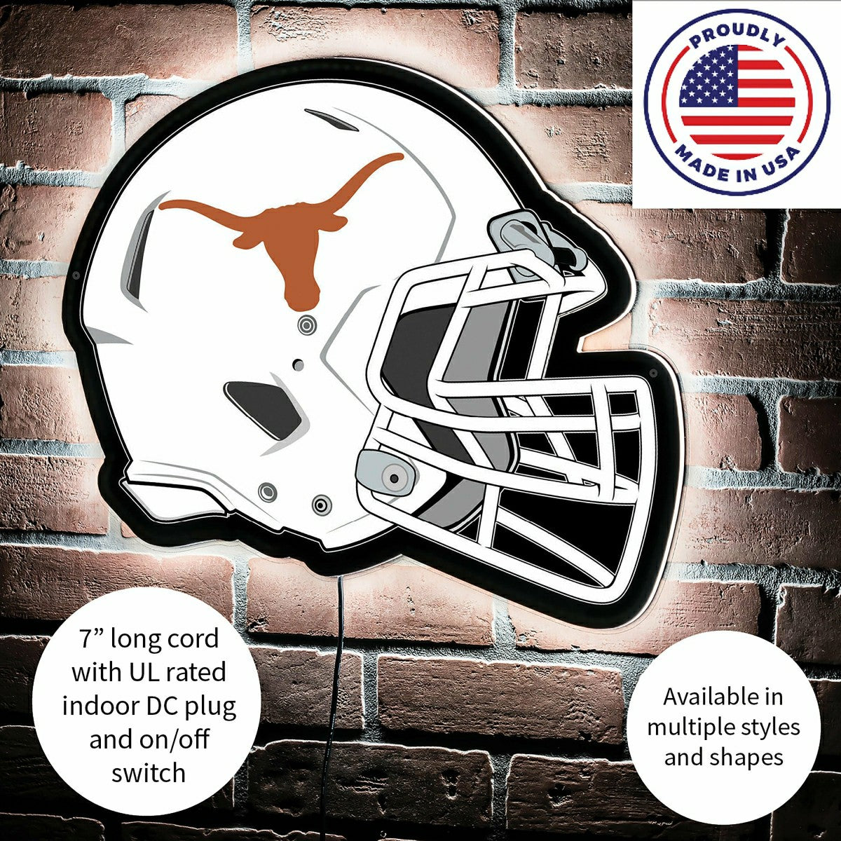 LED Wall Decor, Helmet, University of Texas - Collegiate Home