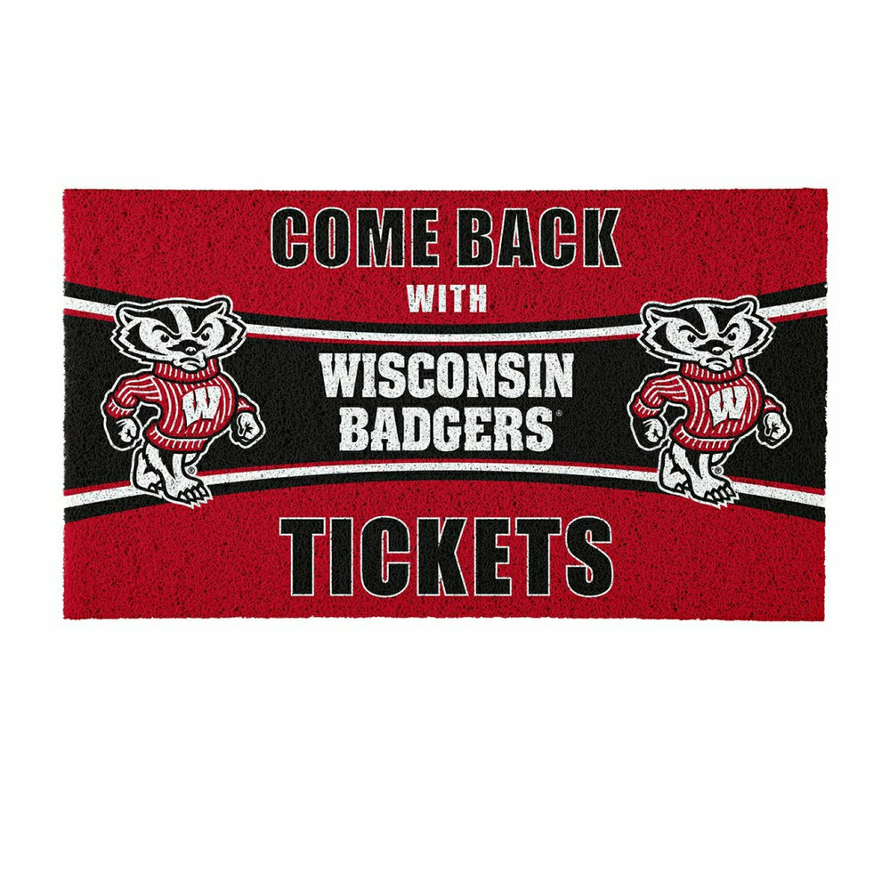 28" x 16" PVC Trapper Mat, Come Back with Tickets, University of Wisco - Collegiate