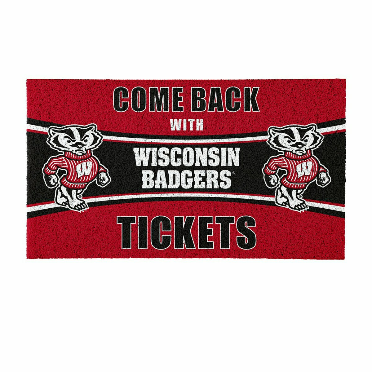 28" x 16" PVC Trapper Mat, Come Back with Tickets, University of Wisco - Collegiate
