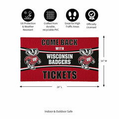 28" x 16" PVC Trapper Mat, Come Back with Tickets, University of Wisco - Collegiate