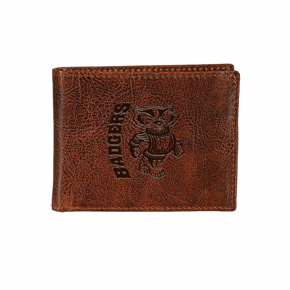 University of Wisconsin-Madison, Embossed Tumbled Leather Passcase Bi- - Collegiate Home