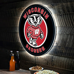 LED Wall Decor, Round, University of Wisconsin-Madison - Collegiate Home
