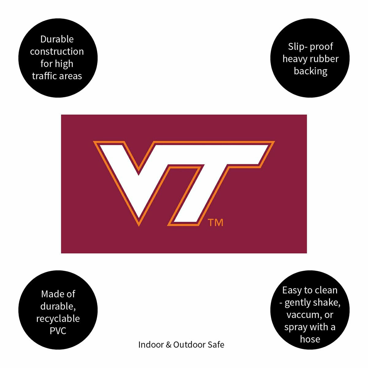 Full Color PVC Mat, 16" x 28", Virginia Tech - Collegiate