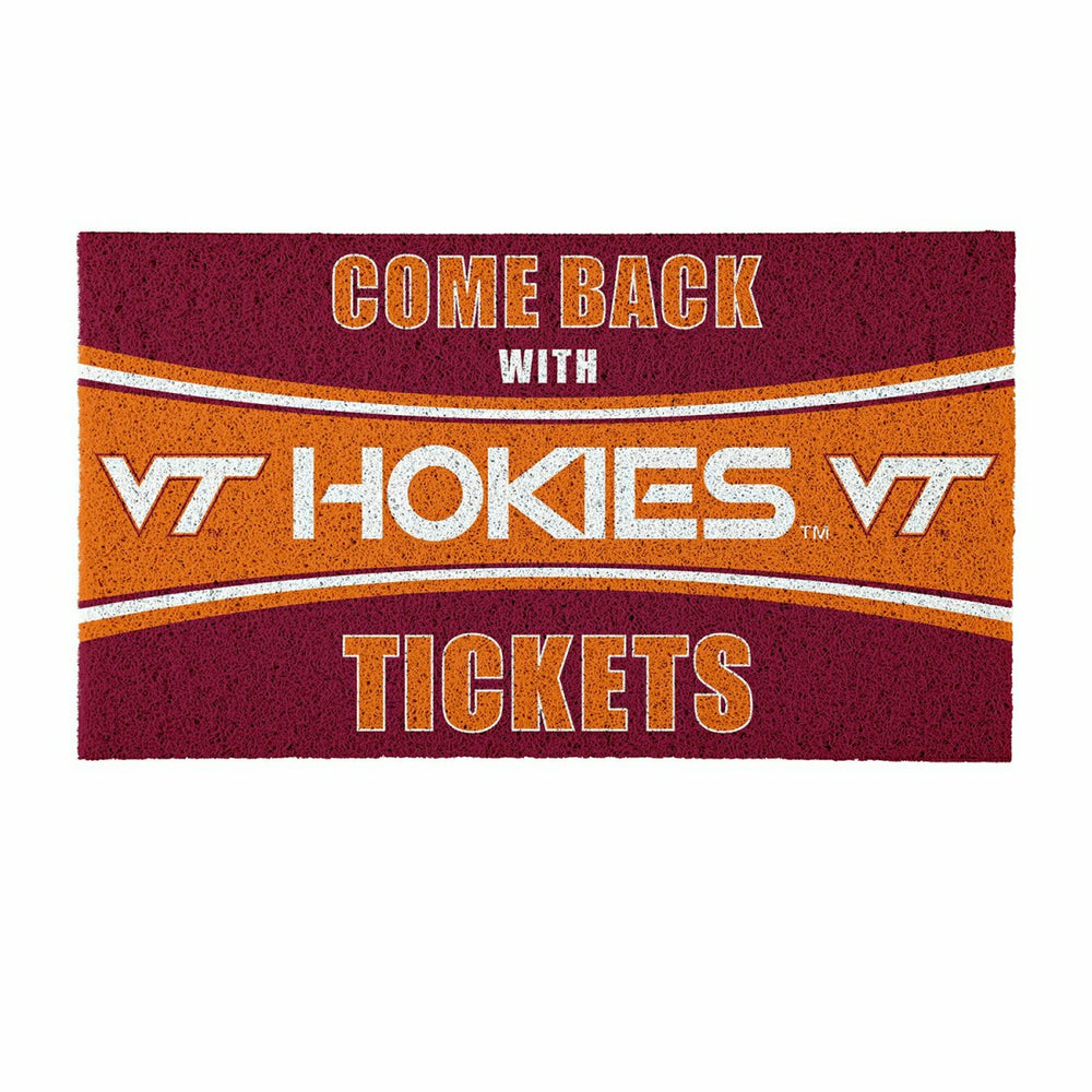 28" x 16" PVC Trapper Mat, Come Back with Tickets, Virginia Tech - Collegiate