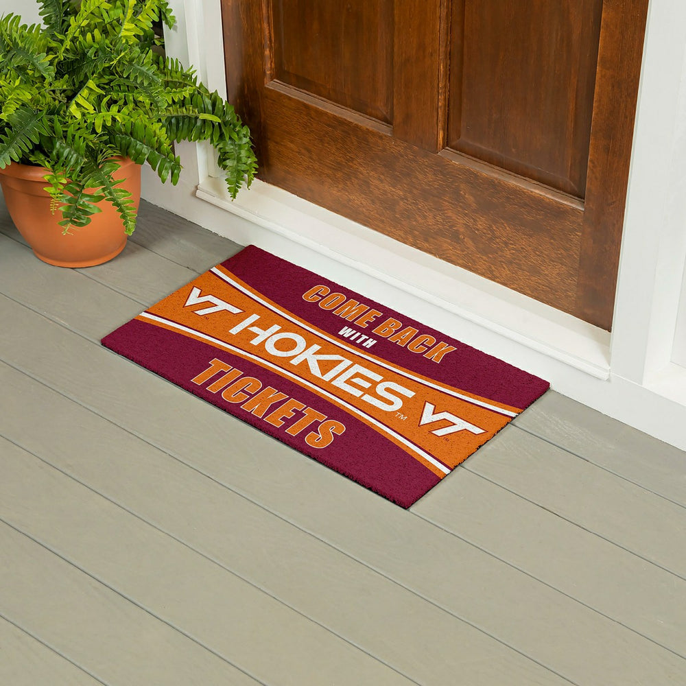 28" x 16" PVC Trapper Mat, Come Back with Tickets, Virginia Tech - Collegiate