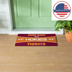 28" x 16" PVC Trapper Mat, Come Back with Tickets, Virginia Tech - Collegiate