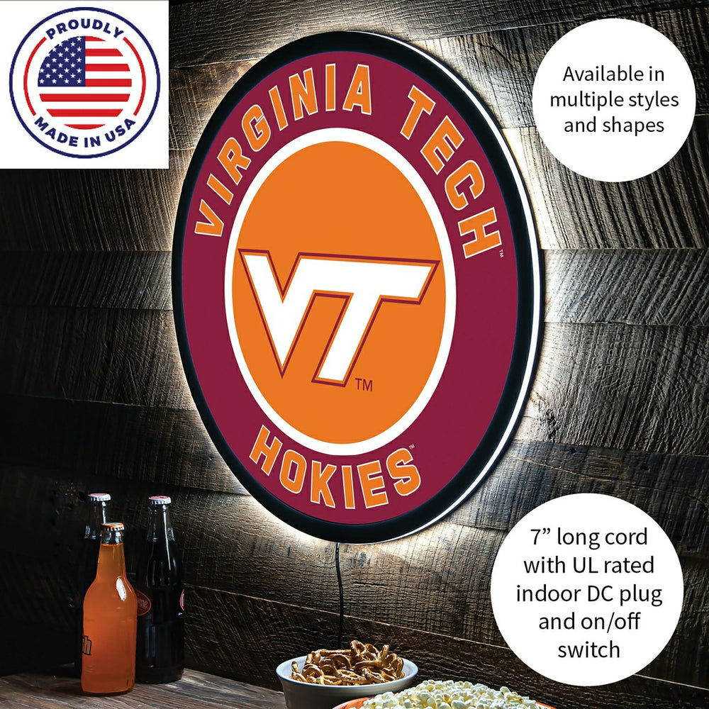 LED Wall Decor, Round, Virginia Tech - Collegiate Home