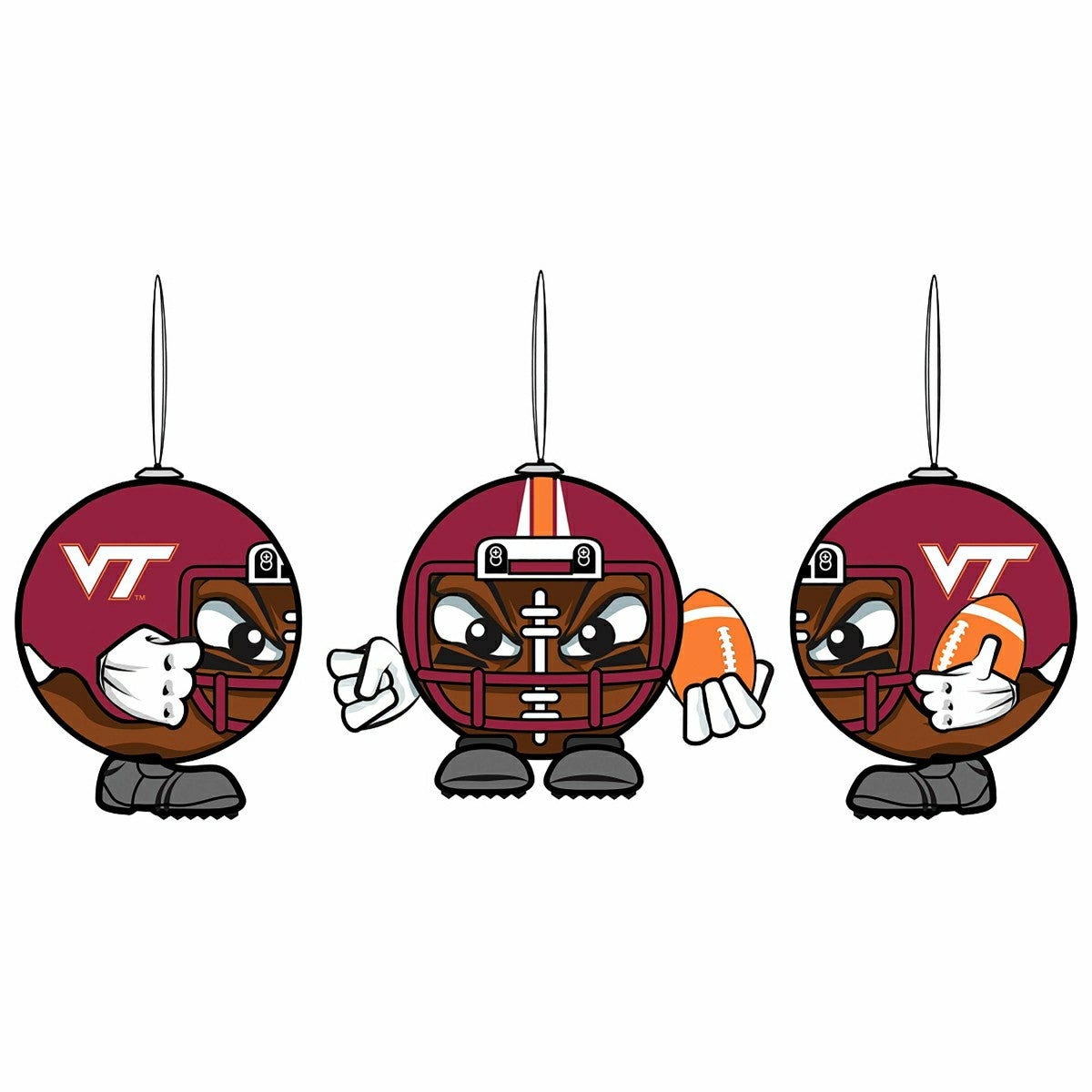Virginia Tech, Ball Head Ornament - Collegiate Home