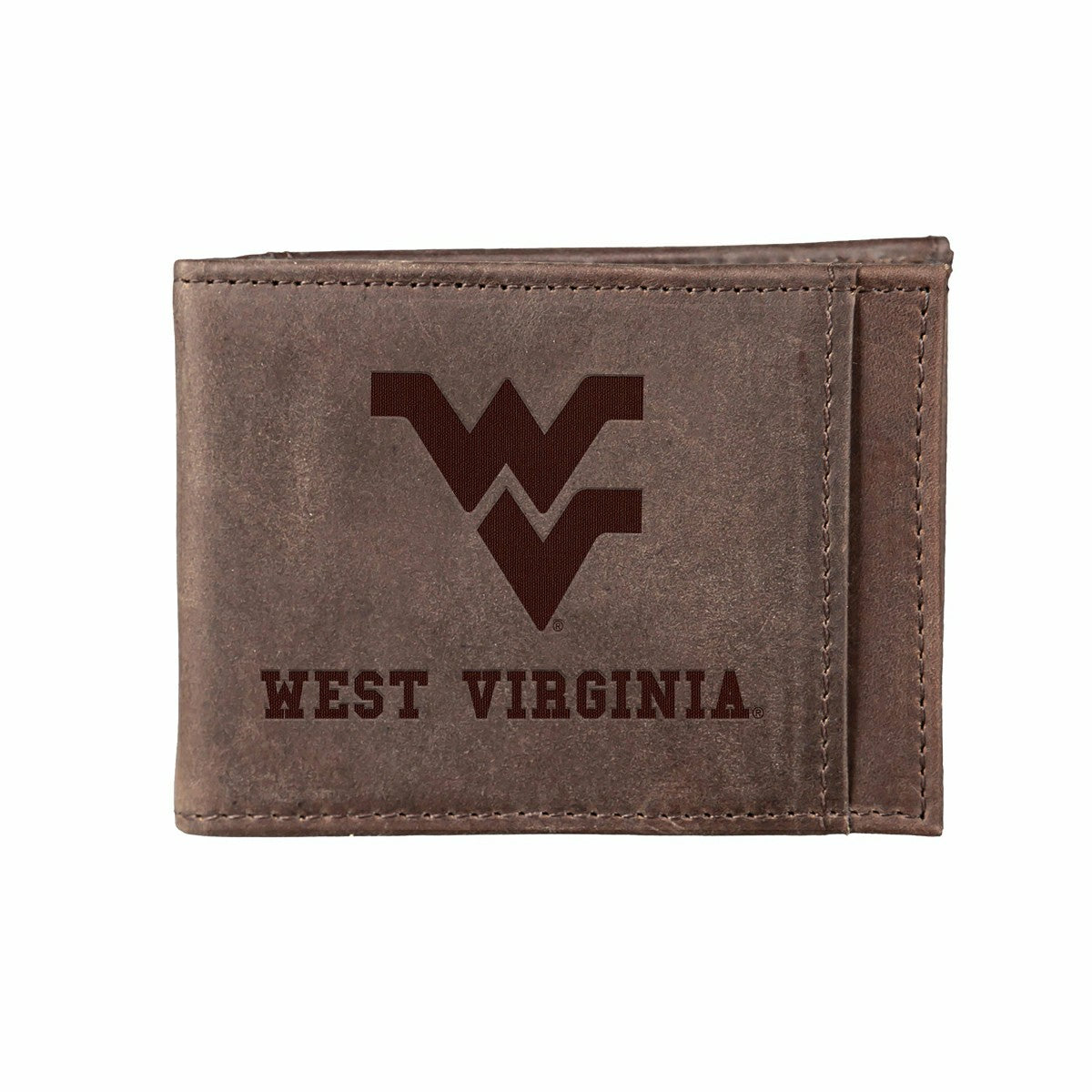Front Pocket Wallet w/ RFID Blocking, West Virginia University, Brown - Collegiate Home