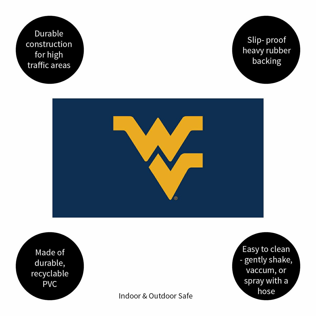 Full Color PVC Mat, 16" x 28", West Virginia University - Collegiate