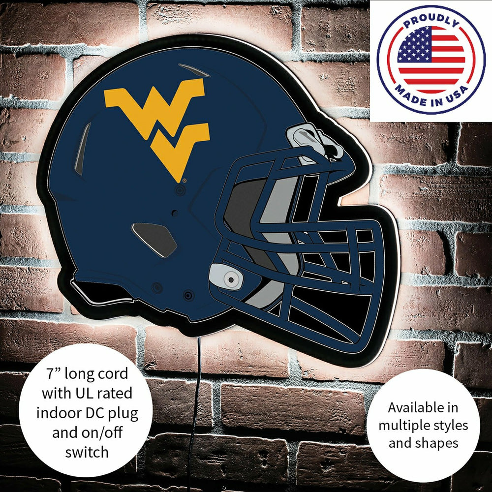 LED Wall Decor, Helmet, West Virginia University - Collegiate Home