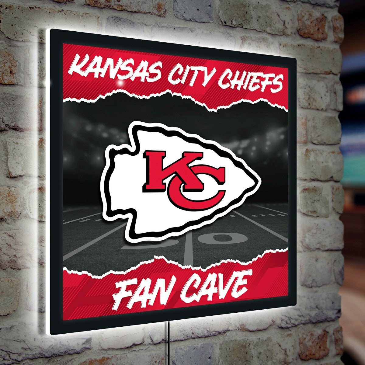 Kansas City Chiefs 23"H x 23"L LED Wall Decor, Edgelite, Square - Home NFL