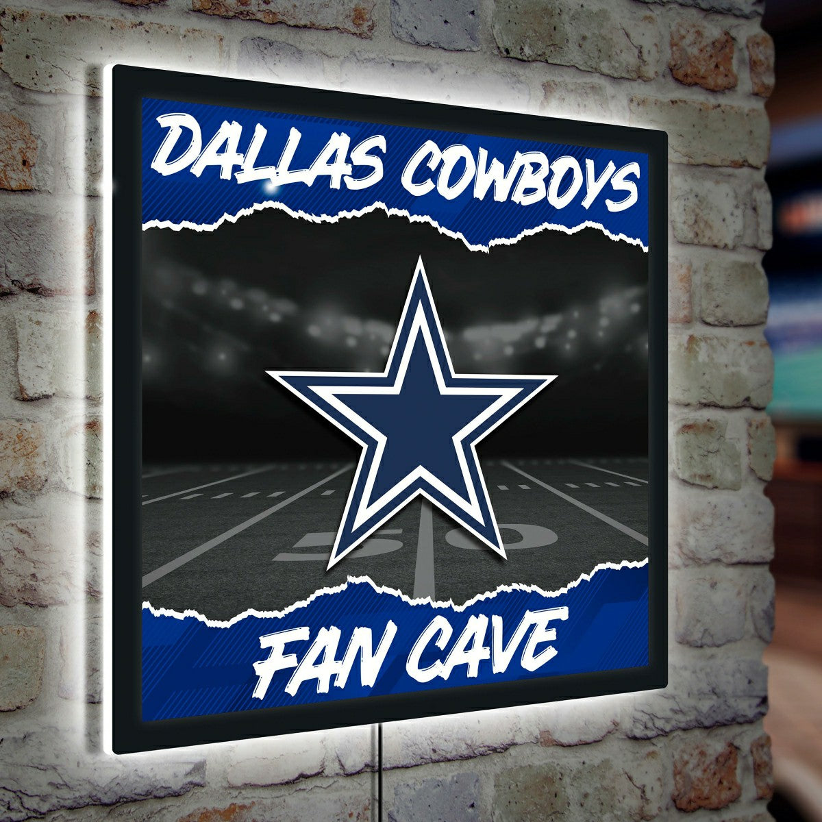 Dallas Cowboys 23"H x 23"L LED Wall Decor, Edgelite, Square - Home NFL