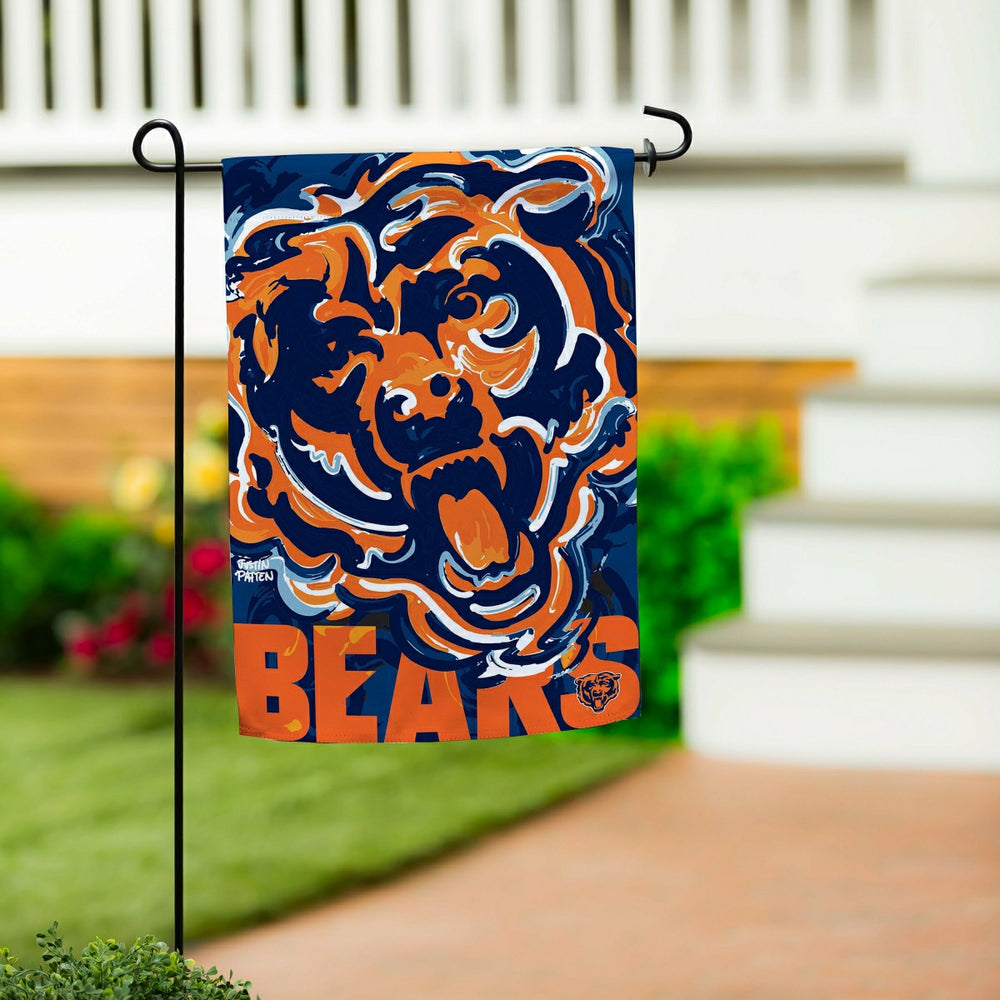 Chicago Bears Justin Patten Logo Suede Garden Flag - NFL