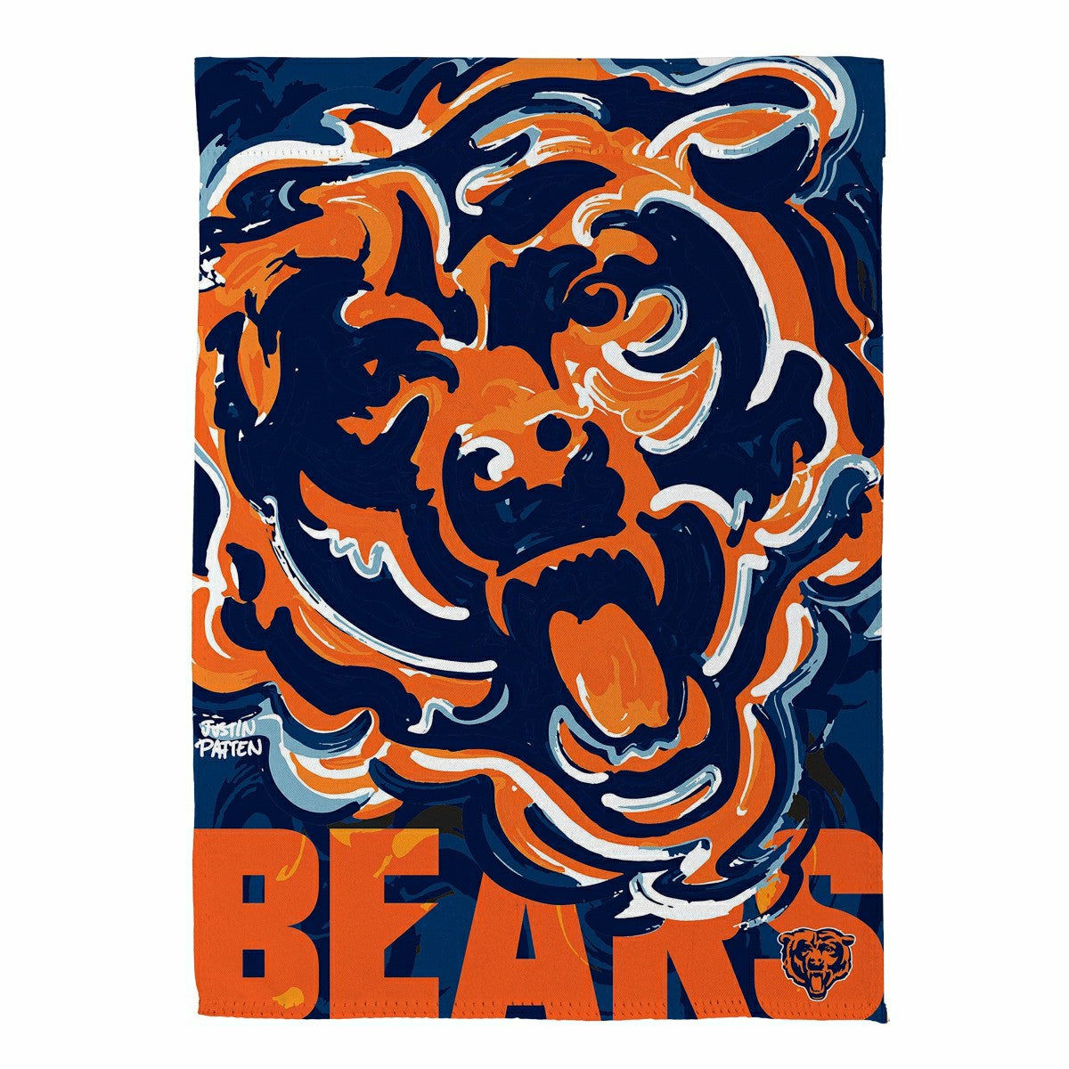 Chicago Bears Justin Patten Logo Suede Garden Flag - NFL