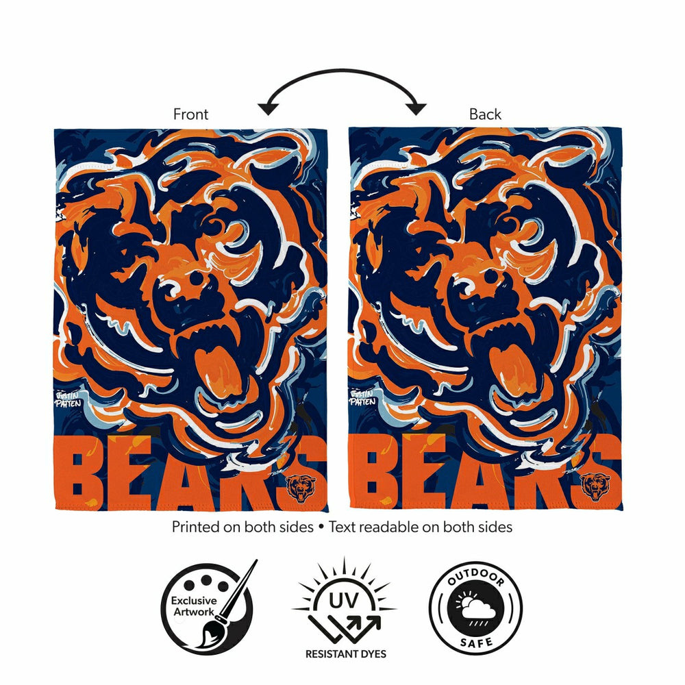 Chicago Bears Justin Patten Logo Suede Garden Flag - NFL