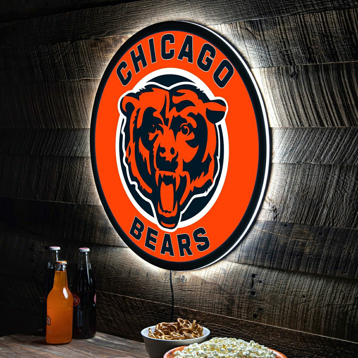 LED Wall Decor, Round, Chicago Bears - NFL Home