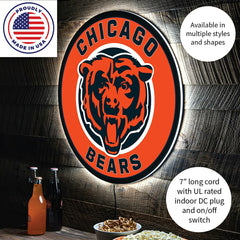 LED Wall Decor, Round, Chicago Bears - NFL Home