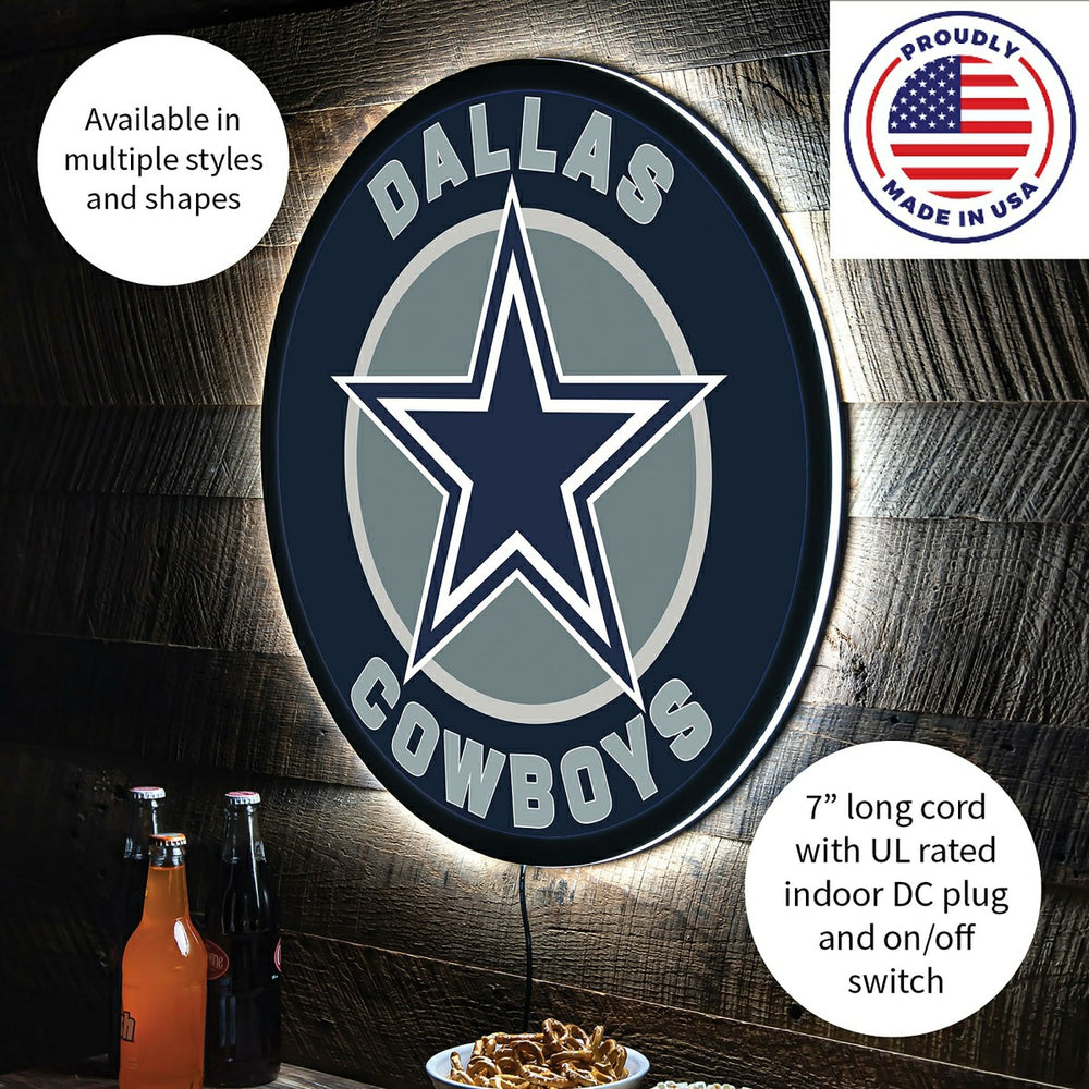 LED Wall Decor, Round, Dallas Cowboys - NFL Home