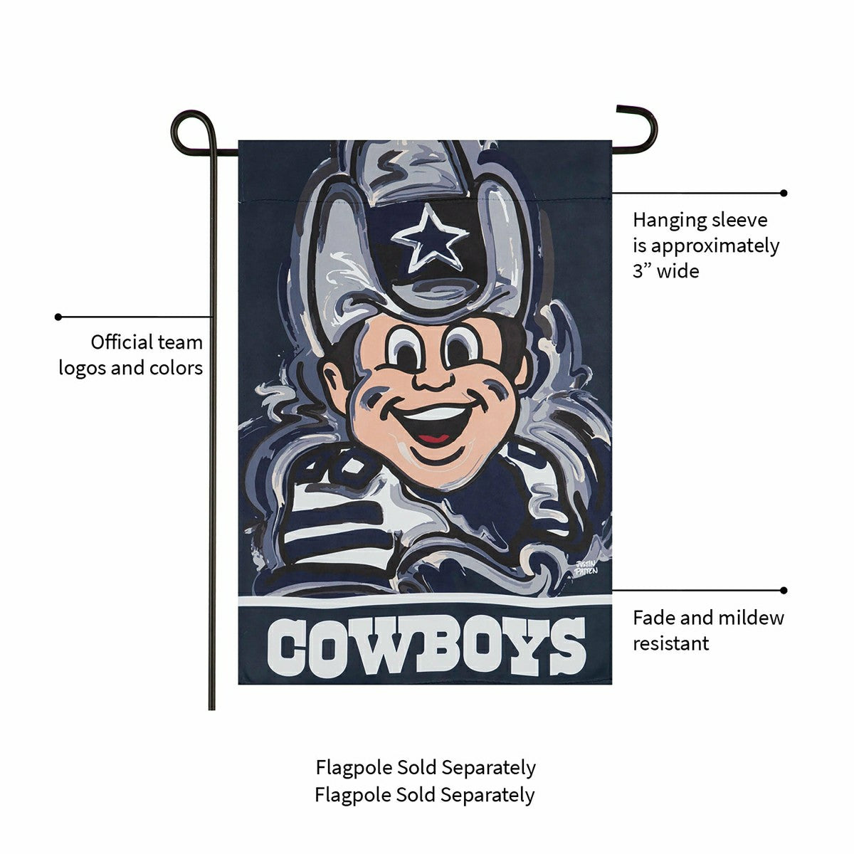 Dallas Cowboys Justin Patten Suede Garden Flag - NFL Home