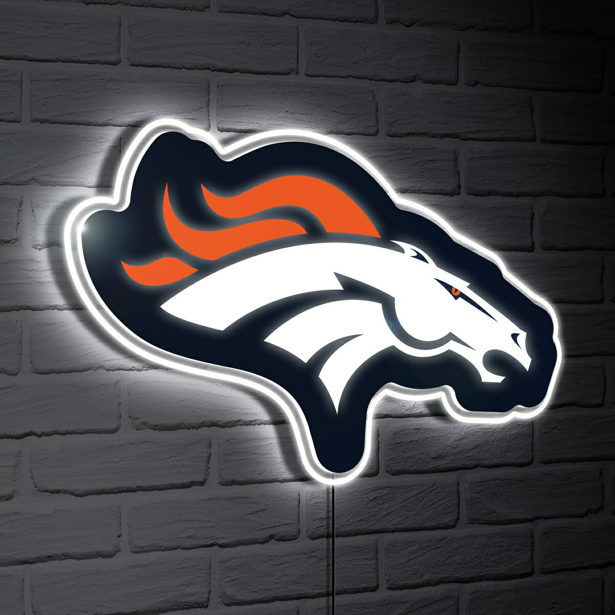 Denver Broncos LED Wall Decor, Glazelite, Logo - NFL Home