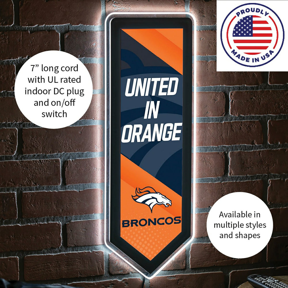LED Wall Decor, Pennant, Denver Broncos - NFL Home