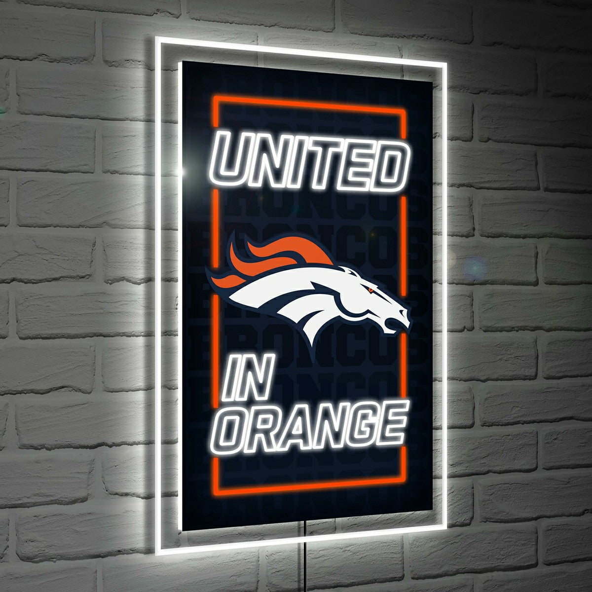Denver Broncos NFL Football Rectangle Neolite LED Decor - NFL Home