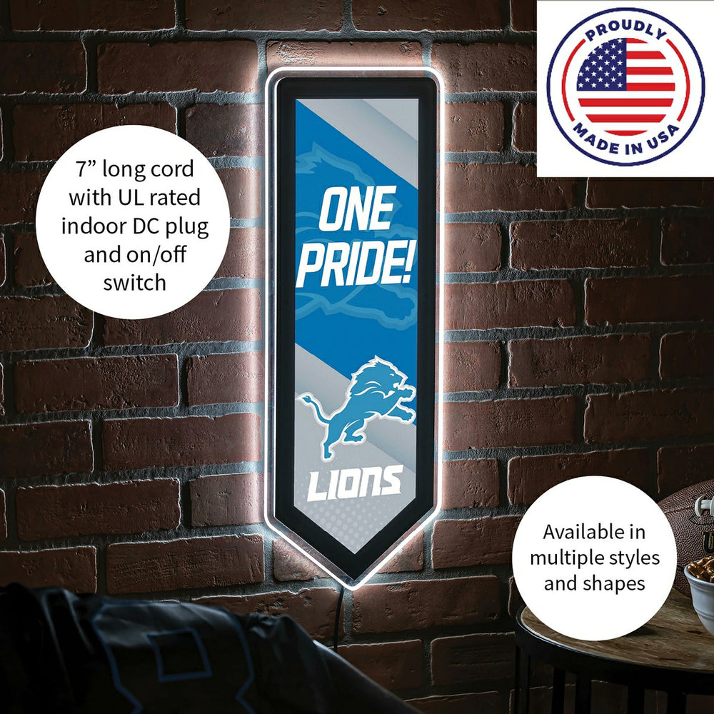 LED Wall Decor, Pennant, Detroit Lions - NFL Home