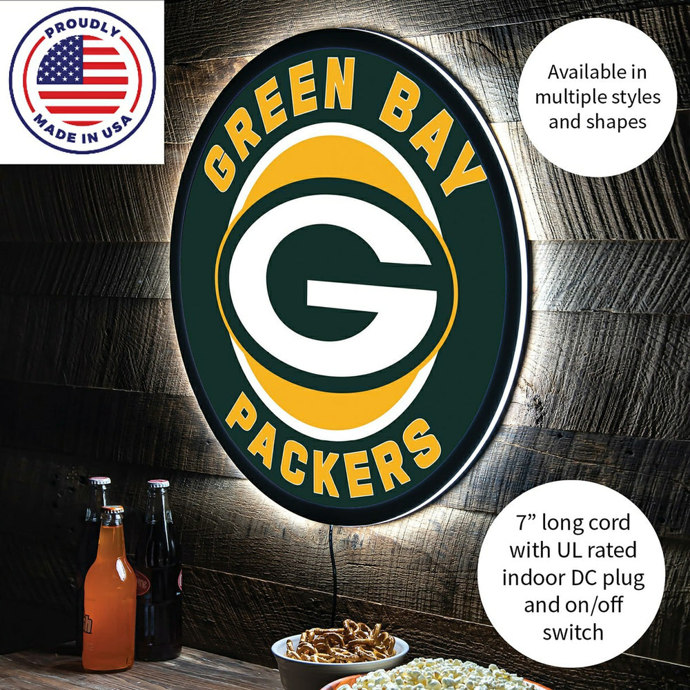 LED Wall Decor, Round, Green Bay Packers - NFL Home