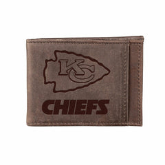Front Pocket Wallet w/ RFID Blocking, Kansas City Chiefs, Brown - NFL Home