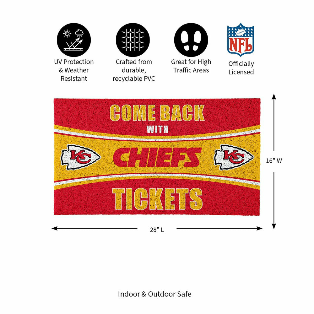 28" x 16" PVC Trapper Mat, Come Back with Tickets, Kansas City Chiefs - NFL